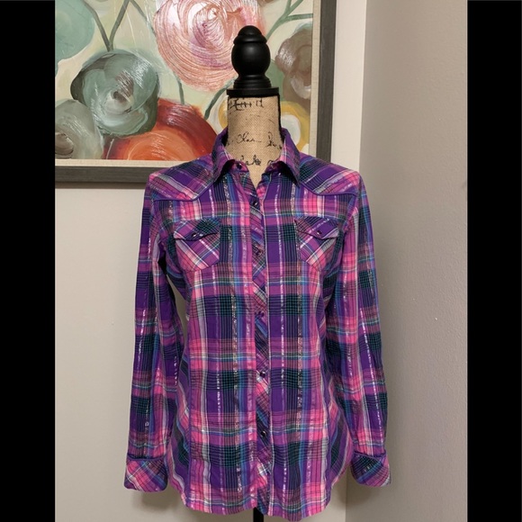 Cowgirl Up Tops - ❌4for$10❌Cowgirl Up Embroidered Western Shirt💕